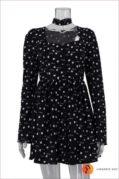 Midi Dress with Square Neckline - Vintage Sophistication for A-line, All Season, Autumn, Casual,