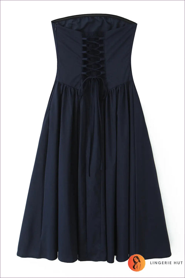 Strapless Midi Dress with Structured Bodice - Understated Glamour