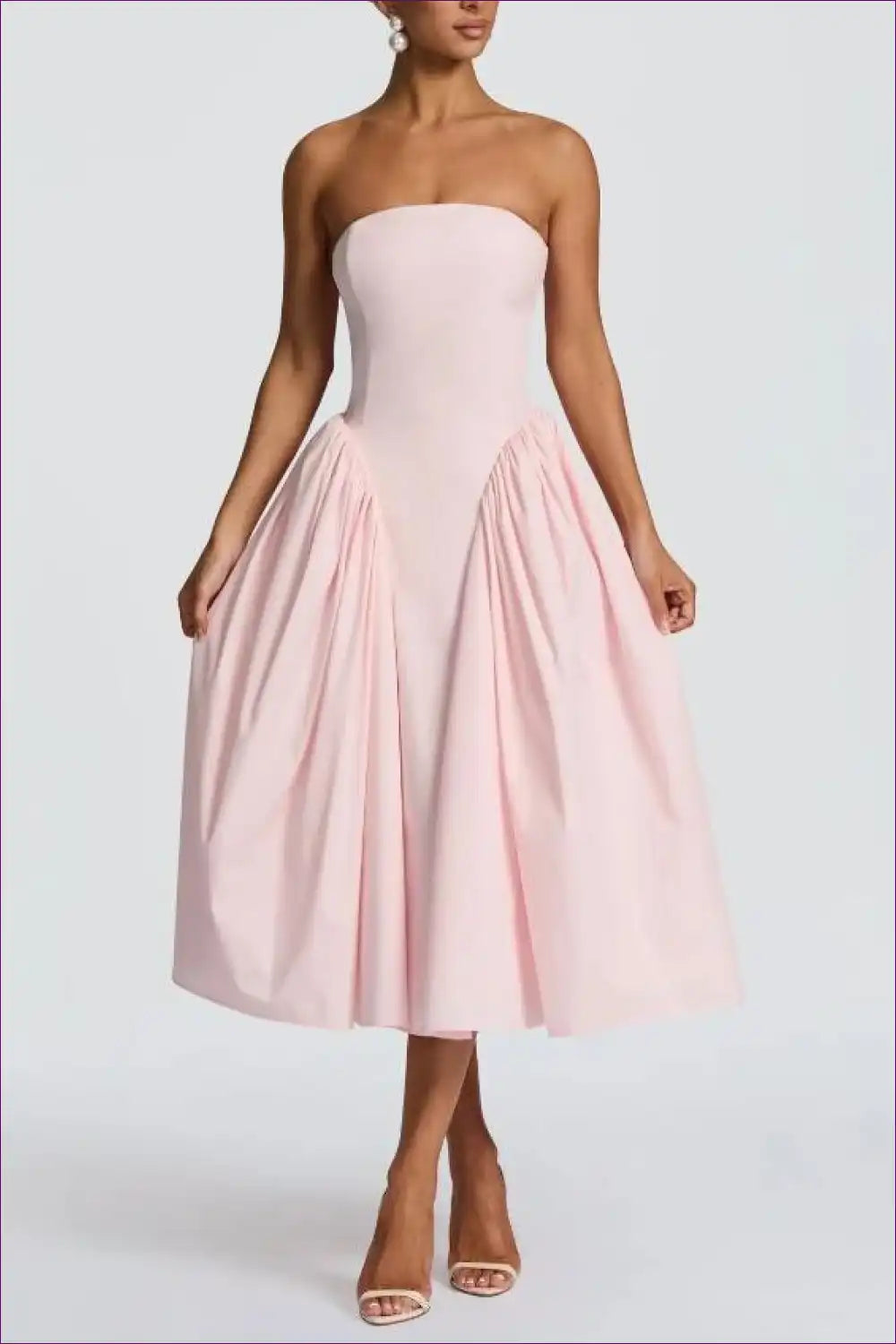 Midi Dress with Strapless Bodice - Garden Party Grace