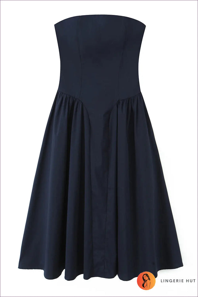 Strapless Midi Dress with Structured Bodice - Understated Glamour