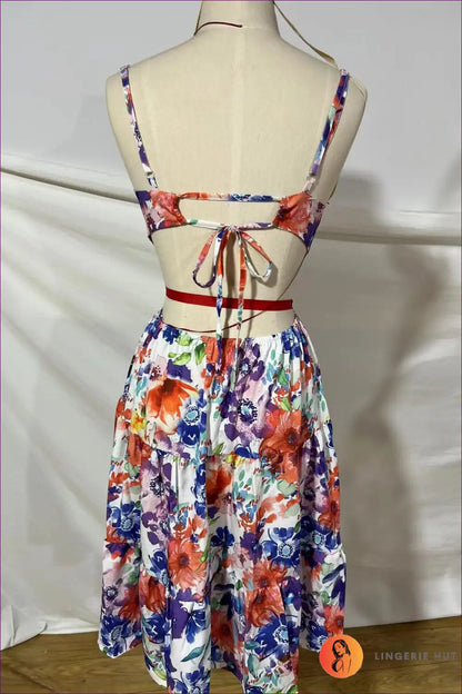 Midi Dress with Tiered Ruffles - Garden Party Grace for A-line, Boho, Casual, Dress, Formal Wear