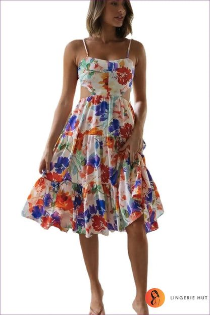 Midi Dress with Tiered Ruffles - Garden Party Grace for A-line, Boho, Casual, Dress, Formal Wear