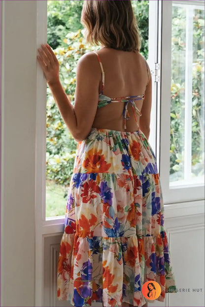 Midi Dress with Tiered Ruffles - Garden Party Grace for A-line, Boho, Casual, Dress, Formal Wear