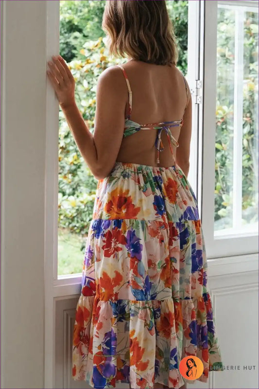 Midi Dress with Tiered Ruffles - Garden Party Grace for A-line, Boho, Casual, Dress, Formal Wear