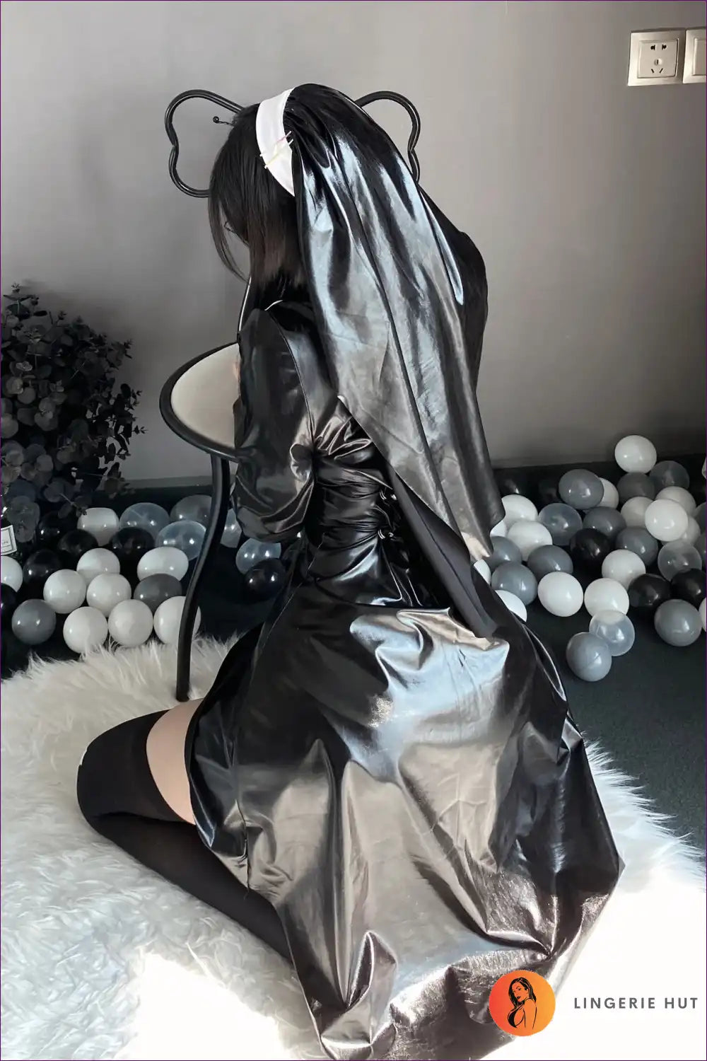 Midnight Temptress: Captivating Nun & Vampiress Ensemble for Costume, Evening Wear, Halloween, Lingerie, Role