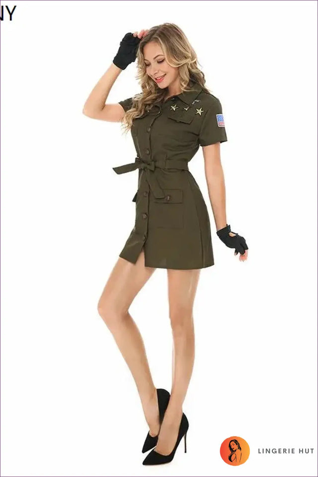 Military Officer Costume with Star Patch Detail - Command Presence