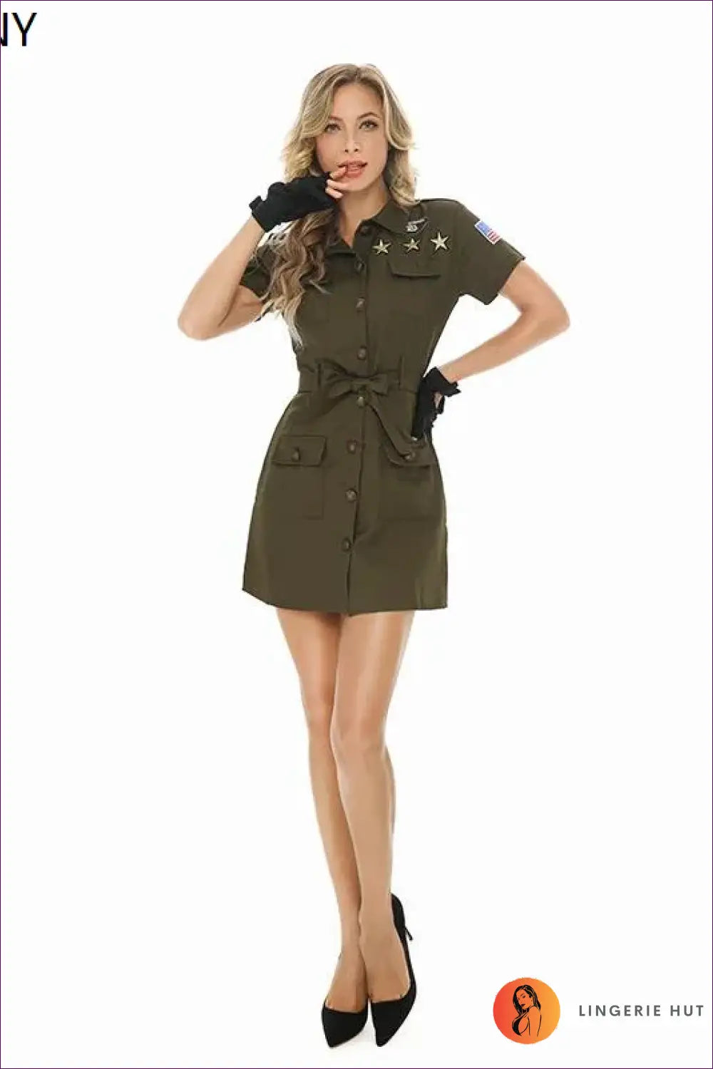Military Officer Costume with Star Patch Detail - Command Presence - Halloween • just in • Party • Polyester - Lingerie