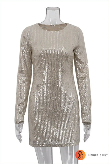 Mini Dress with All-over Sequins - Effortless Party Energy for All Season, Bodycon, Clubwear, Dress, Evening