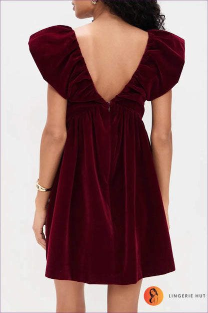 Velvet Bow Mini Dress - Evening Glamour Modern Romance - Dresses - A-line • Autumn • Date Night • Lingerie Hut