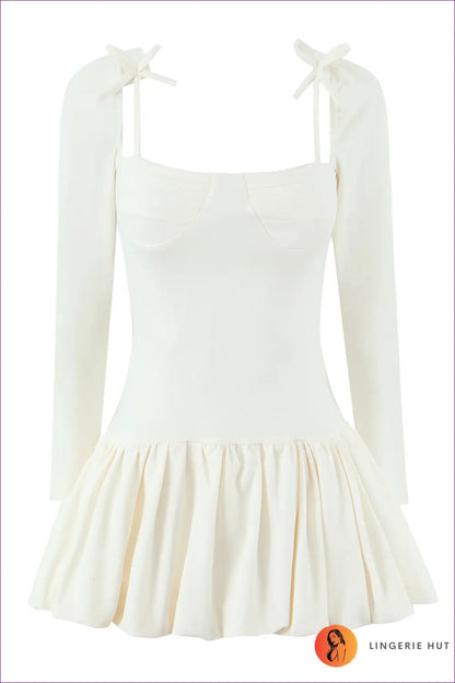 A-line Mini Dress with Bow Detail - Effortless Elegance - s / Apricot - Dresses - All Season • Autumn • Casual