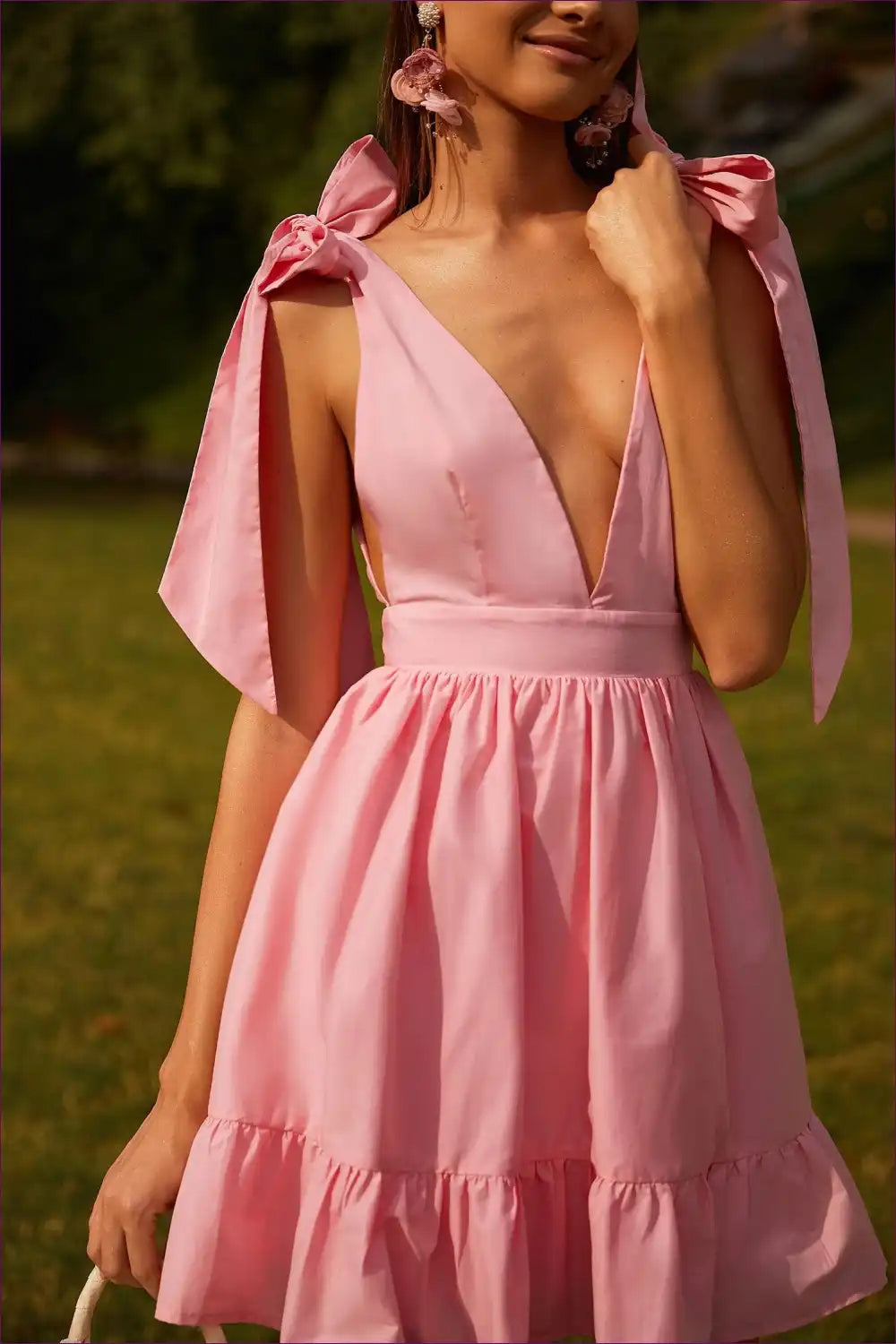 Mini Dress with Bow Shoulder Ties - Sweet Romance