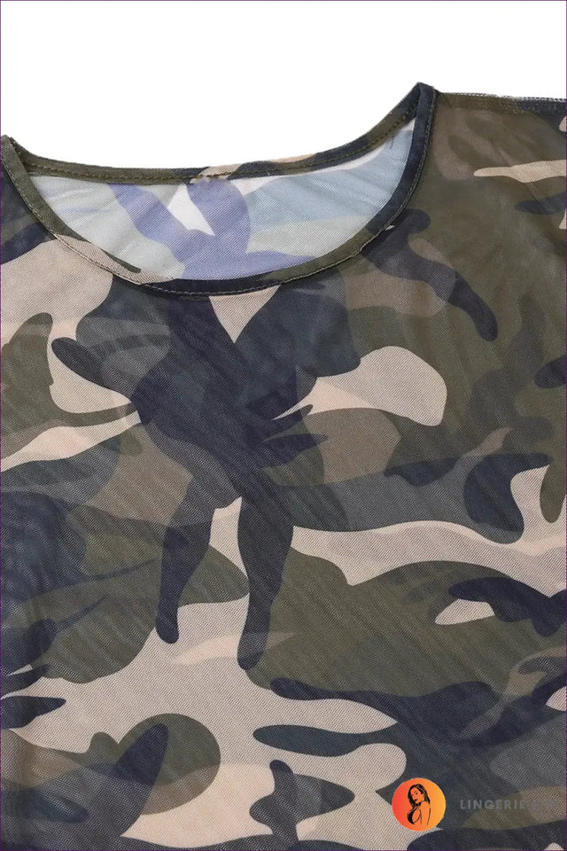 Mini Dress with Camouflage Mesh and Side Slit - Confident Club Edit