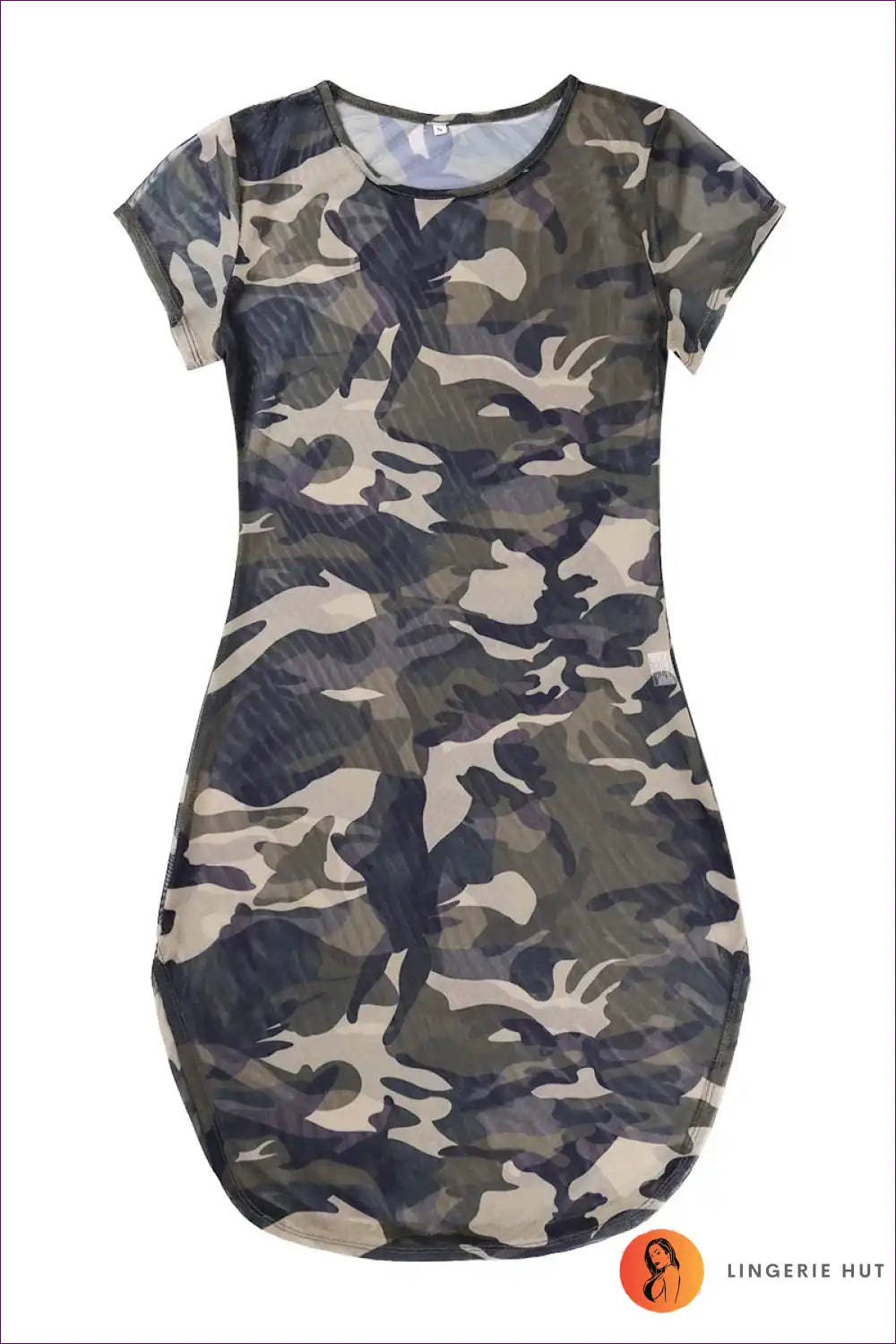 Mini Dress with Camouflage Mesh and Side Slit - Confident Club Edit for Bodycon, Clubwear, Dresses, Evening
