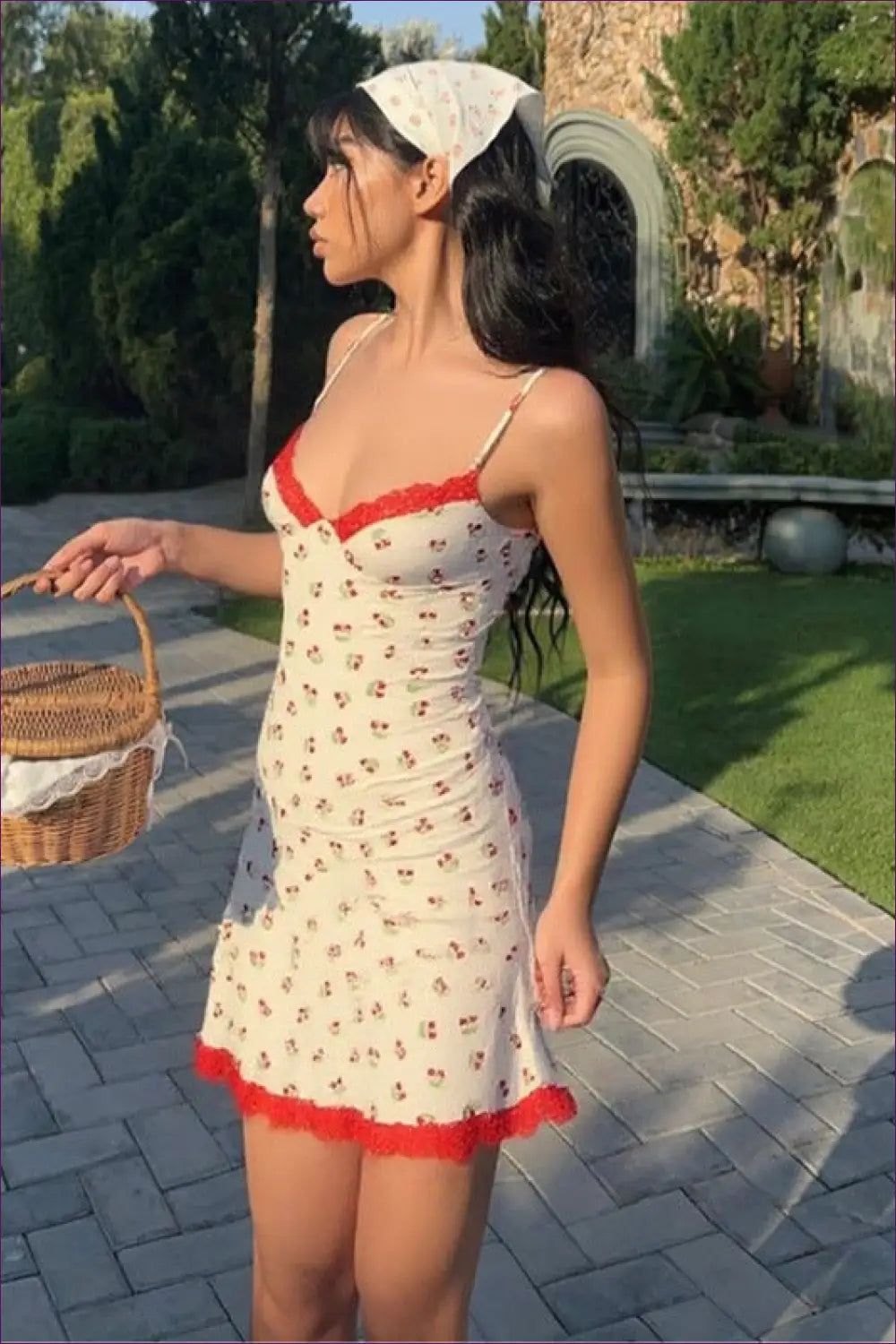 Cherry Print Mini Sundress - Vintage Picnic Charm - Dresses - Lingerie Hut - Casual • Dress • Everyday • Floral