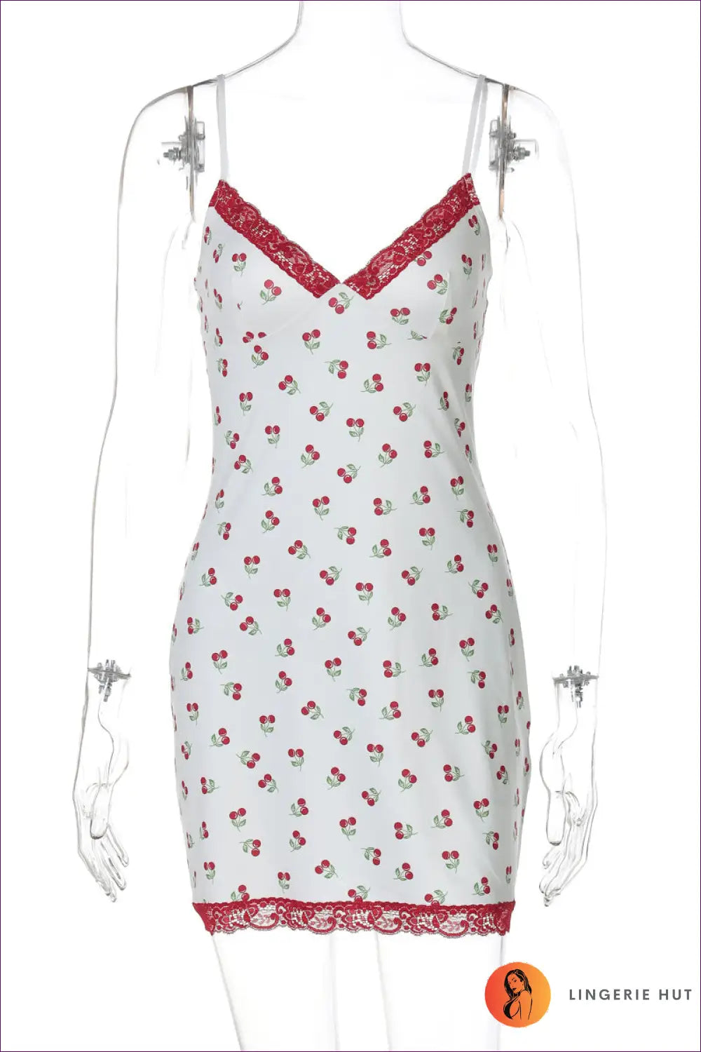 Cherry Print Mini Sundress - Vintage Picnic Charm - s / White - Dresses - Lingerie Hut - Casual • Dress • Everyday
