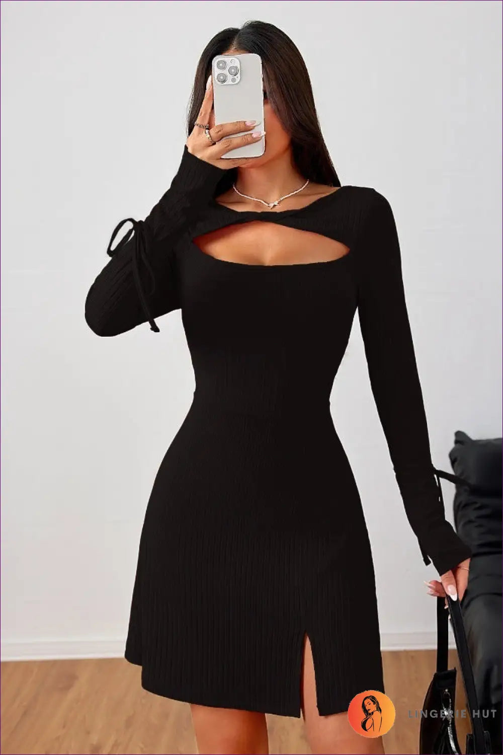 Cutout Bodycon Mini Dress - Worth a Second Look - s / Black - Dresses - Lingerie Hut - All Season • Casual • Date Night