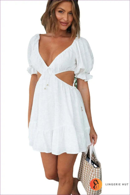 Mini Dress with Cutout Waist - Playful Confidence for Casual, Cutout, Date Night, Dress, Glamour