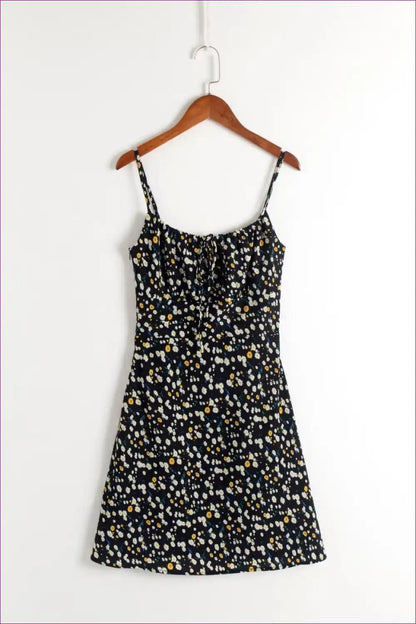 Mini Dress with Ditsy Floral - Picnic Perfect for A-line, Casual, Cotton, Dress, Everyday