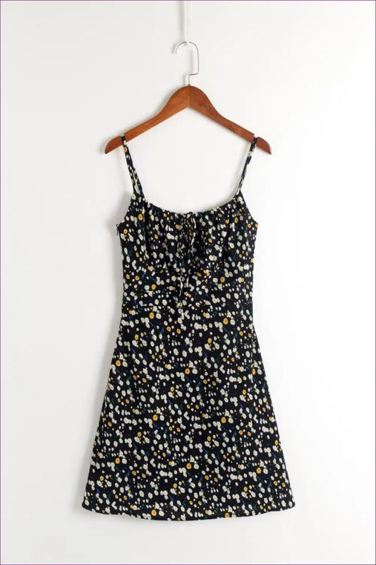 Mini Dress with Ditsy Floral - Picnic Perfect for A-line, Casual, Cotton, Dress, Everyday