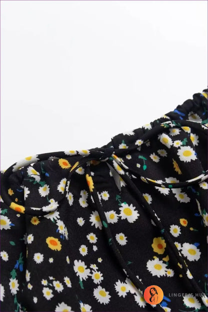 Mini Dress with Ditsy Floral - Picnic Perfect for A-line, Casual, Cotton, Dress, Everyday