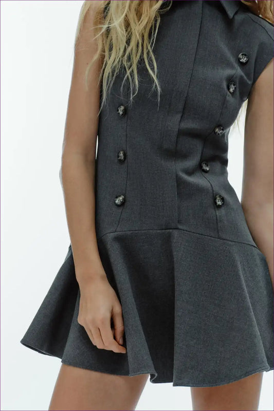 Mini Dress with Double-breasted Detail - Power Player for A-line, All Season, Casual, Dress, Evening Wear