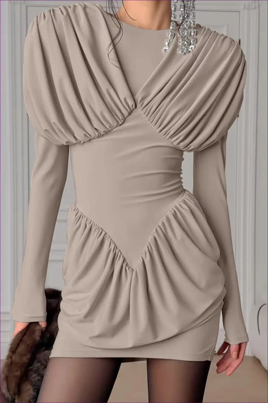 Mini Dress with Draped Detailing - Modern Minimalism - Dresses - Lingerie Hut - All Season • Bodycon • Casual • Date