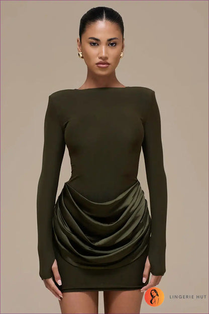 Mini Dress with Draped Side Detail - Effortless Elegance for All Season, Bodycon, Casual, Cutout,