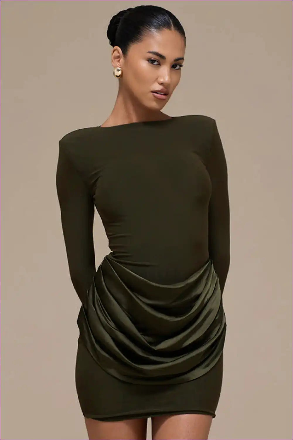 Mini Dress with Draped Side Detail - Effortless Elegance for All Season, Bodycon, Casual, Cutout,