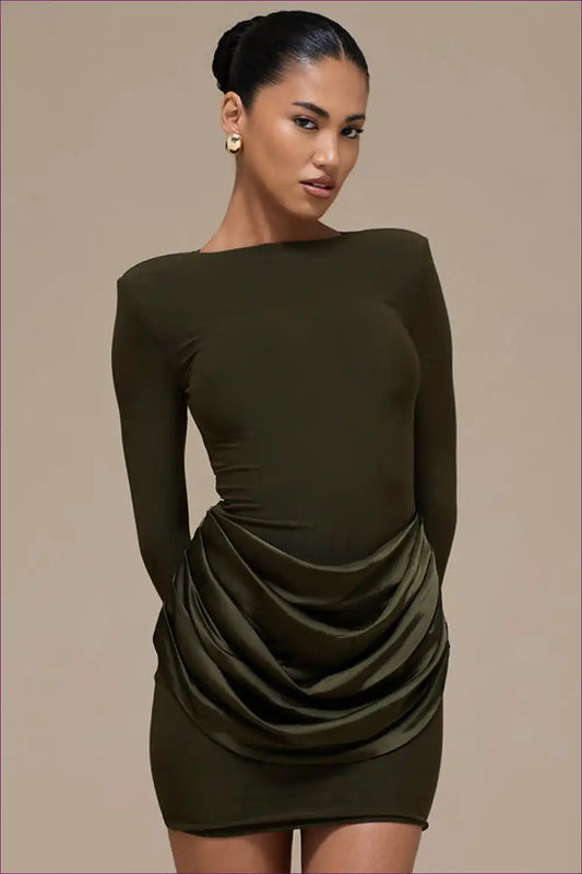 Mini Dress with Draped Side Detail - Effortless Elegance for All Season, Bodycon, Casual, Cutout,