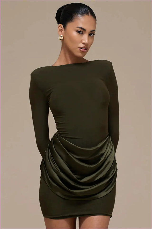 Mini Dress with Draped Side Detail - Effortless Elegance