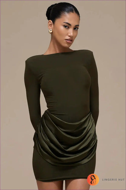 Mini Dress with Draped Side Detail - Effortless Elegance for All Season, Bodycon, Casual, Cutout,