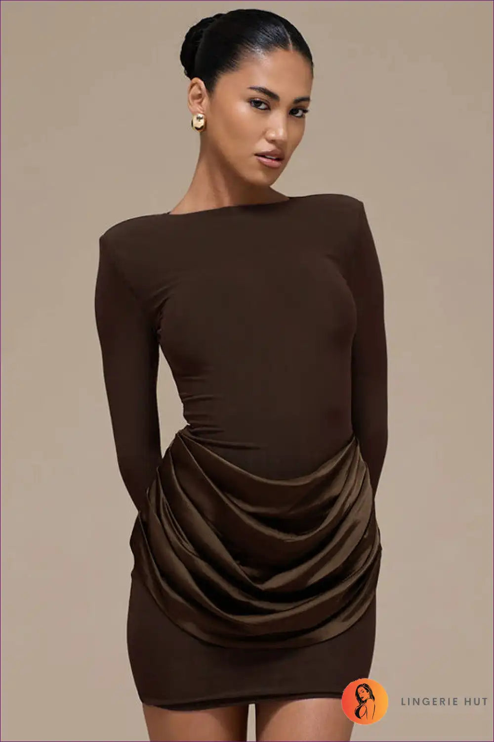 Mini Dress with Draped Side Detail - Effortless Elegance for All Season, Bodycon, Casual, Cutout,