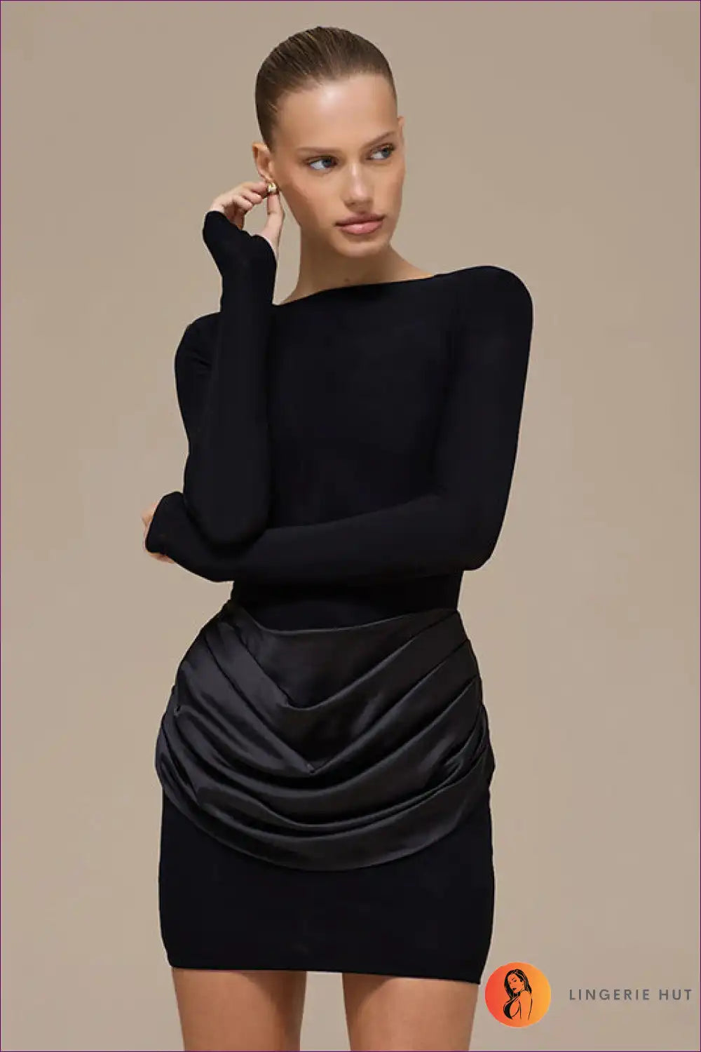 Mini Dress with Draped Side Detail - Effortless Elegance for All Season, Bodycon, Casual, Cutout,