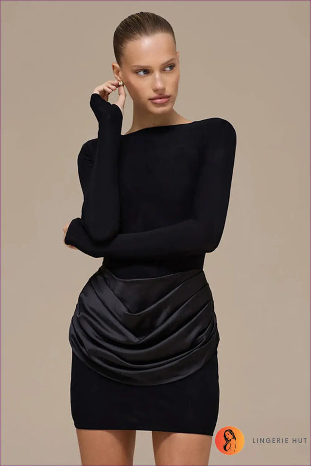Mini Dress with Draped Side Detail - Effortless Elegance