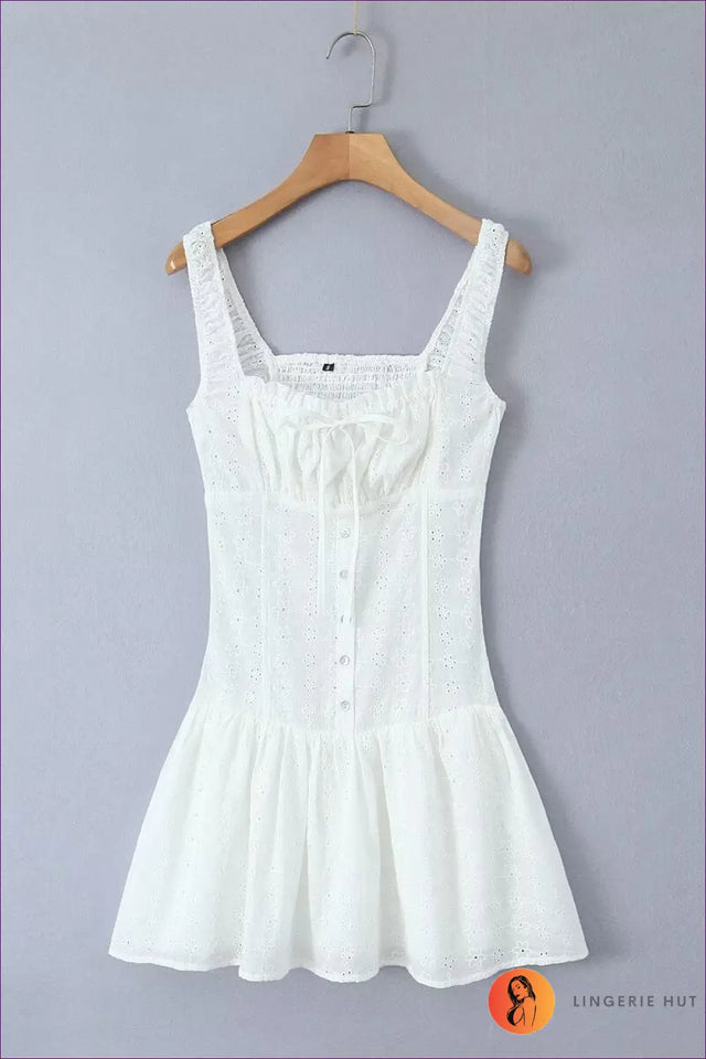 Embroidered Mini A-Line Dress - Garden Party Ready