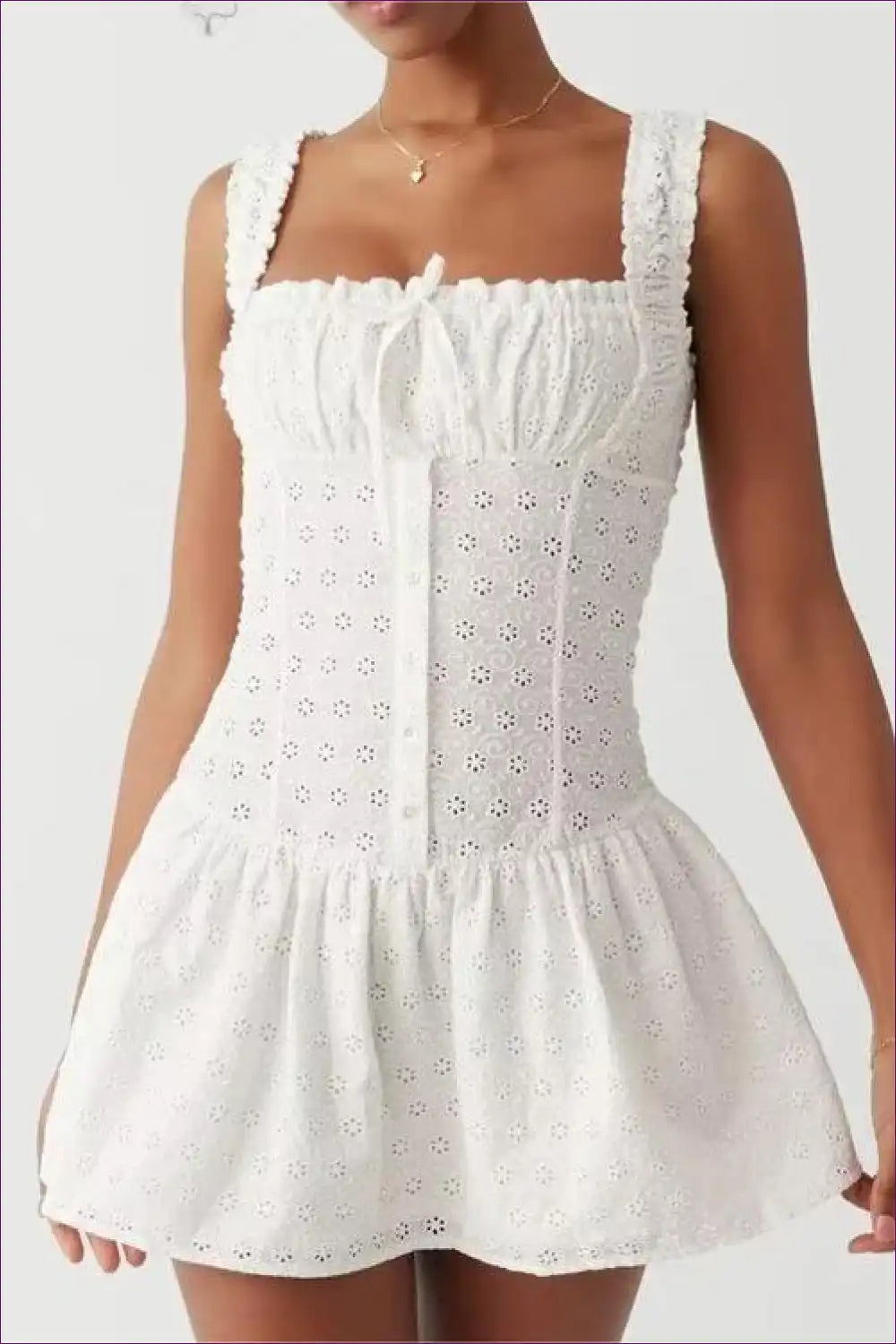 Mini Dress with Embroidered Bodice - Summer Romance for A-line, Boho, Casual, Cotton,