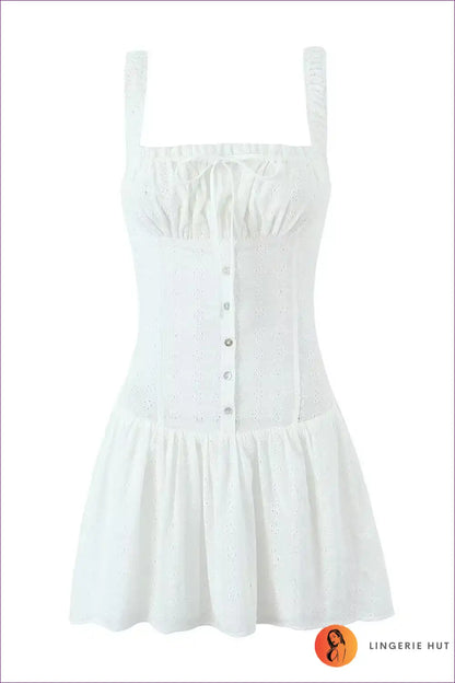 Mini Dress with Embroidered Bodice - Summer Romance for A-line, Boho, Casual, Cotton,