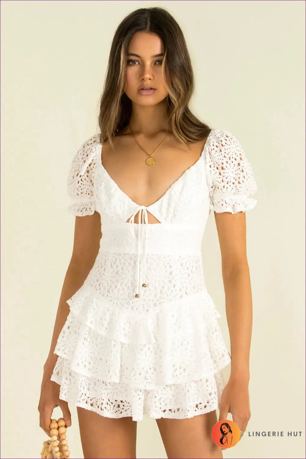 Eyelet Lace Mini Dress - Effortless Romance - Dresses - Lingerie Hut - A-line • Boho • Date Night • Floral
