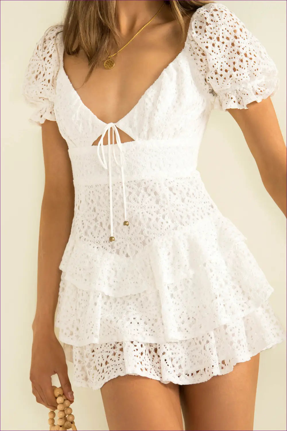 Eyelet Lace Mini Dress - Effortless Romance - Dresses - Lingerie Hut - A-line • Boho • Date Night • Floral