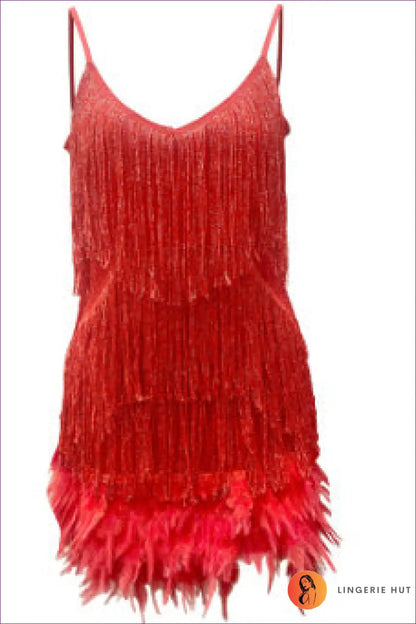 Mini Dress with Feather Trim - Celebration Ready for Bodycon, Clubwear, Dress, Evening Wear, Formal Wear