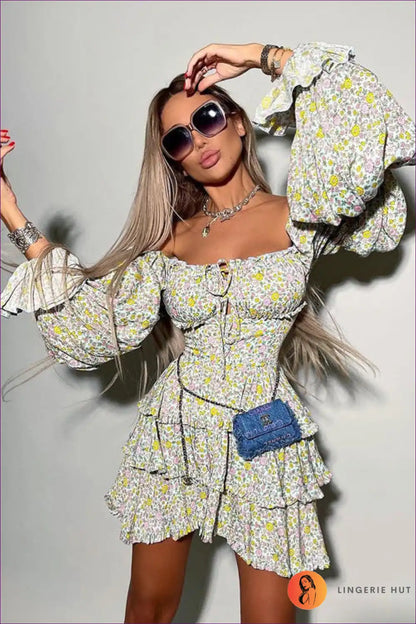 Mini Dress with Floral Print - Bohemian Romance for A-line, Boho, Casual, Dress, Everyday