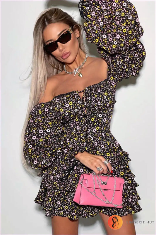 Mini Dress with Floral Print - Bohemian Romance for A-line, Boho, Casual, Dress, Everyday