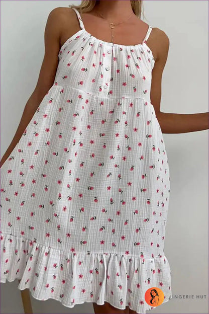 Mini Dress with Floral Print - Garden Party Ready for A-line, Casual, Dress, Everyday,