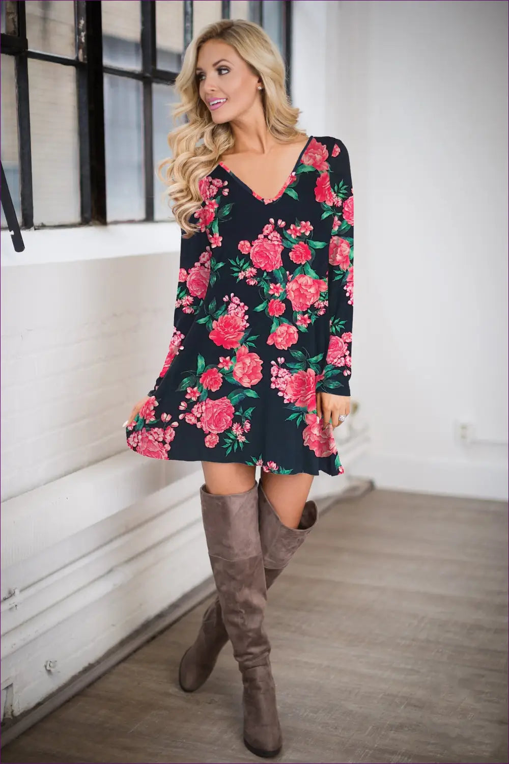 Floral A-line Mini Dress - Effortless Romance Anywhere - Dresses - Lingerie Hut - All Season • Autumn • Casual