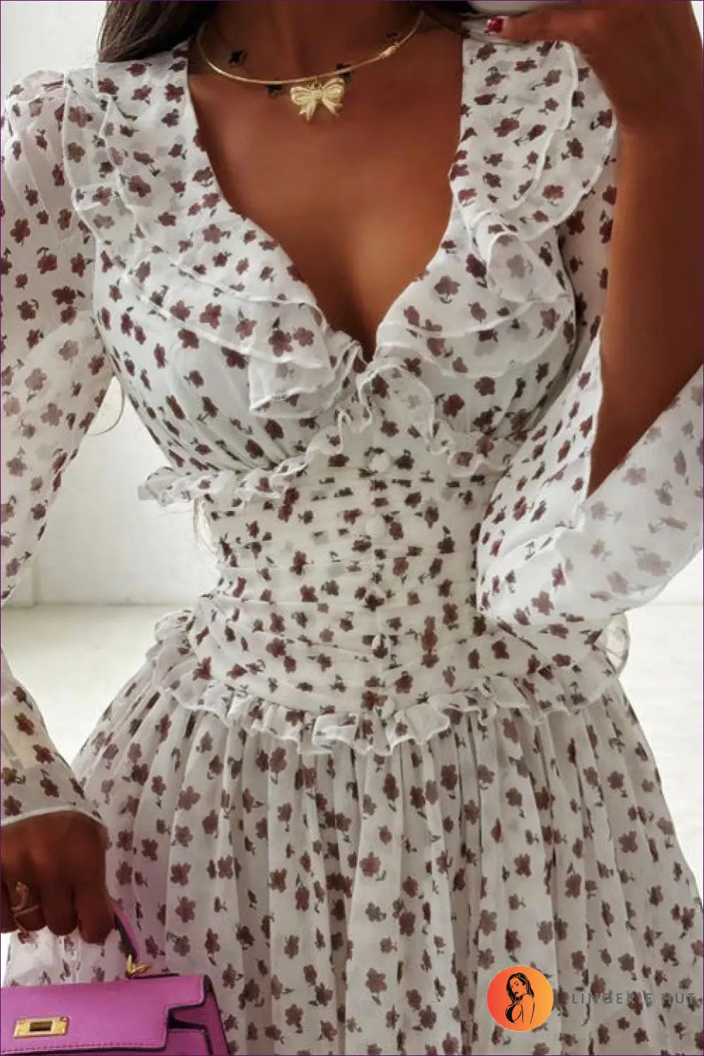 Floral Mini A-line Dress - Effortless Romanticism - Dresses - Autumn • Casual • Clothing • Elegant - Lingerie Hut
