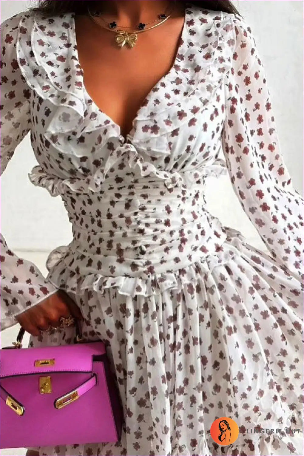 Floral Mini A-line Dress - Effortless Romanticism - Dresses - Autumn • Casual • Clothing • Elegant - Lingerie Hut