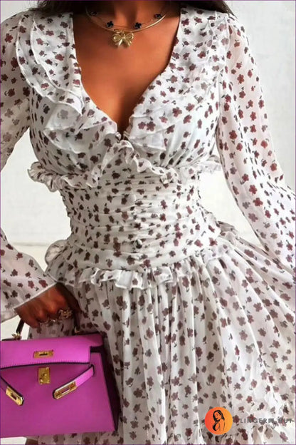 Floral Mini A-line Dress - Effortless Romanticism - Dresses - Autumn • Casual • Clothing • Elegant - Lingerie Hut