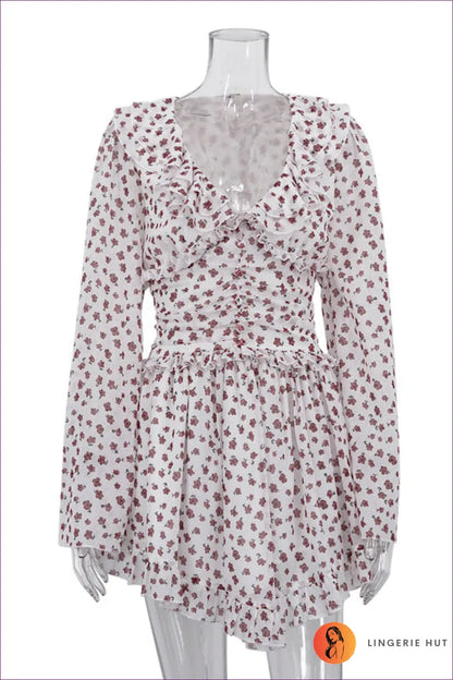 Floral Mini A-line Dress - Effortless Romanticism - s / White - Dresses - Autumn • Casual • Clothing • Elegant