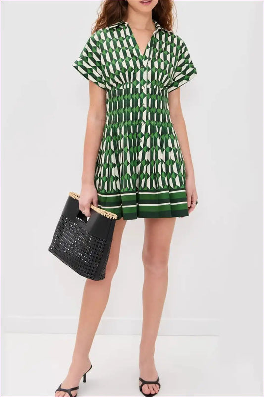 Mini Dress with Geometric Print - Contemporary Edge for Animal, Casual, Cutout, Dress, Everyday