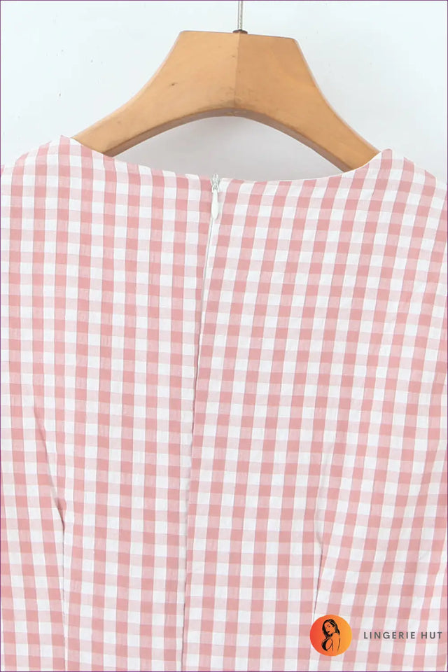 Gingham Mini Dress With A-Line Skirt - Garden Party Ready